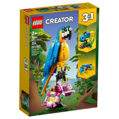 LEGO Creator 3in1 Exotische Papegaai - Kikker - Vis Dieren Speelgoed Set voor Kinderen - 31136
