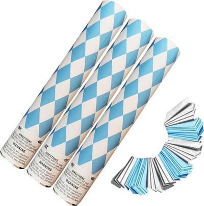 Fjesta© Oktoberfest Party Popper – Confetti kanon – Blauw/Wit – 30cm - 3 stuks