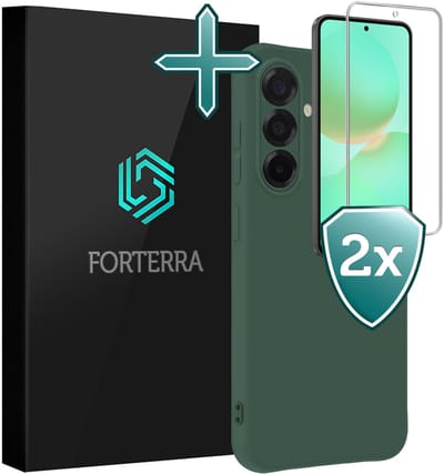 Hoesje Met 2x Screenprotector - Geschikt voor Samsung Galaxy A36 - Sterk & Shockproof - Telefoon Hoes - Back Cover - Siliconen Case - Donkergroen