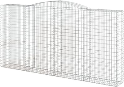 vidaXL Curved Gabion Basket Outdoor Garden Barrier Stone Cage Retaining Wall Gabion Cage Wire Fence 400x50x200/220cm Galvanized Iron