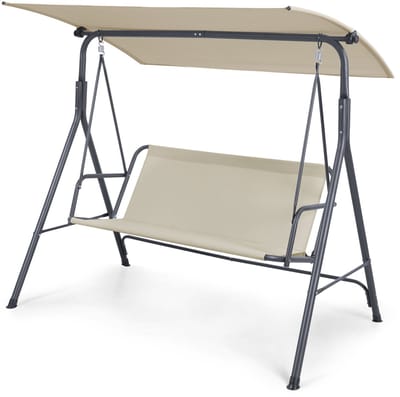 Hollywoodschommel Satten 3 persoons 173x119x153 cm grijs en beige [en.casa]