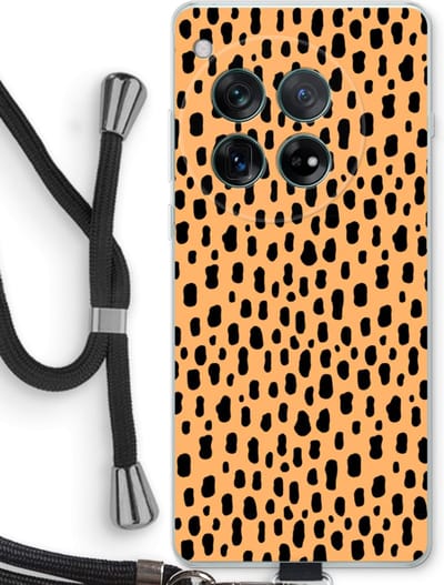 Case Company® - Hoesje met koord geschikt voor OnePlus 12r hoesje met Koord - Panter - Telefoonhoesje met Zwart Koord - Bescherming aan alle Kanten en Over de Schermrand