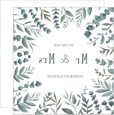 Wenskaart Bruiloft - Huwelijkskaart Dubbel - Gefeliciteerd Wensen - Designer Premium Kaart - 145 x 145 cm - Groen