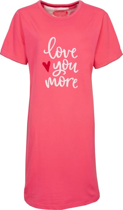 Tenderness Dames Nachthemd - Love You More Print - Roze - Maat S