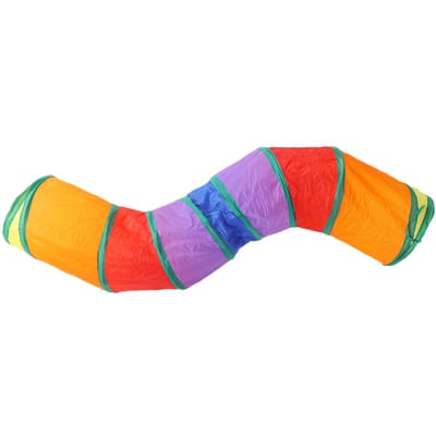 S-vormige opvouwbare tunnelkat Kitty Training Interactief regenboogkleurig buishuisdierenspeeltje multi