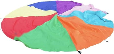 Speel Parachute - Spel Parachute - Coöperatief Spel - Met Handgrepen - 4 x 4 Meter - Regenboog
