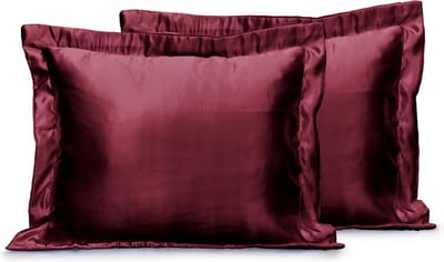 Eleganzzz Skin Care Kapselsloop - Satijnen Kussensloop - Bordeaux - Kussenslopen 60x70cm Set van 2 - Oxford Rand - Beauty Kapselsloop