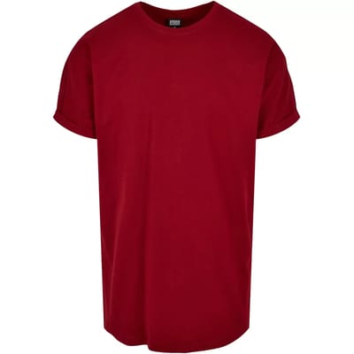 Urban Classics - Long Shaped Turnup Heren T-shirt - XS - Rood