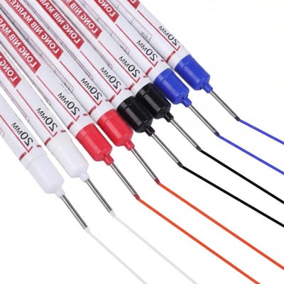Set van 8 Diepe Gaten Markers met 20mm Lange Punt, Waterdichte Stiften voor Hout, Metaal, Plastic en Karton, Ideaal voor Bouwprojecten en Creatieve Klussen