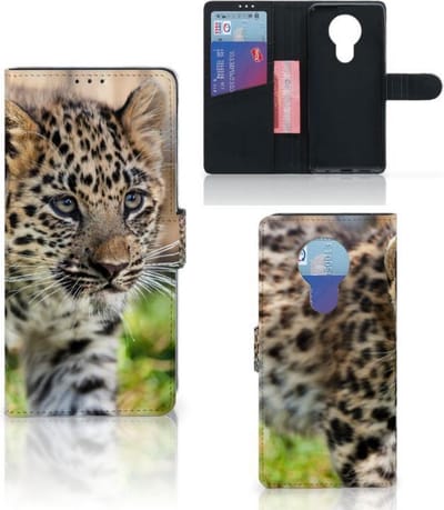 Nokia 5.3 Telefoonhoesje met Pasjes Baby Luipaard