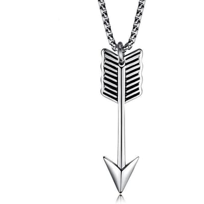 Vintage Titanium Stalen Pijl Hanger, Nieuwe Pijl en Boog Heren Ketting white