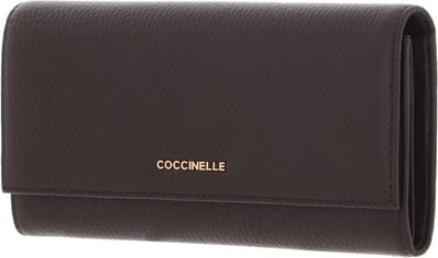 COCCINELLE Leren Portemonnee Metallic Soft Wallet Fondant Brown Donkerbruin
