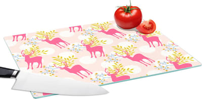 Glazen Snijplank - 39x28 - Hert - Roze - Patronen - Snijplanken Glas