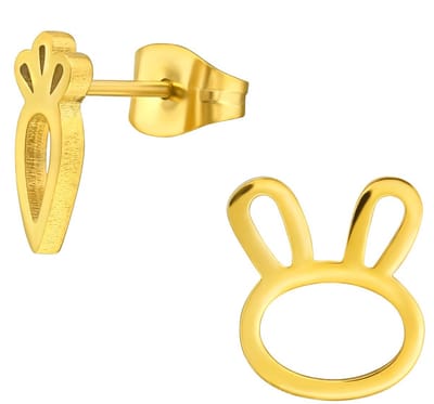 CS Joy - Konijn en wortel oorbellen - Chirurgisch staal - 8 x 11 - ip/pvd gold plated
