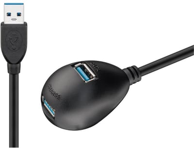 USB-A verlengkabel met standaard | extra laadpoort | USB3.0 5 Gbps | 7,5W | 1,5 meter