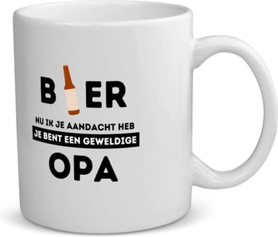 Akyol - bier, nu ik je aandacht heb je bent een geweldige opa koffiemok - theemok - Opa - de beste opa - verjaardagscadeau - verjaardag - cadeau - cadeautje voor opa - opa artikelen - kado - geschenk - gift - 350 ML inhoud