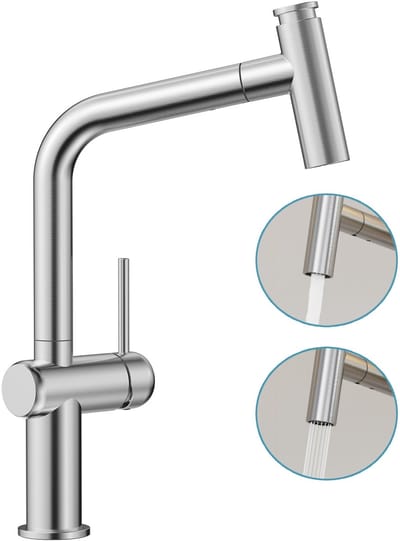 CECIPA max Keukenkraan met Uittrekbare uitloop - Keukenkraan RVS - Mengkraan Keuken - Keuken Kraan met 2 straalsoorten - Zilver