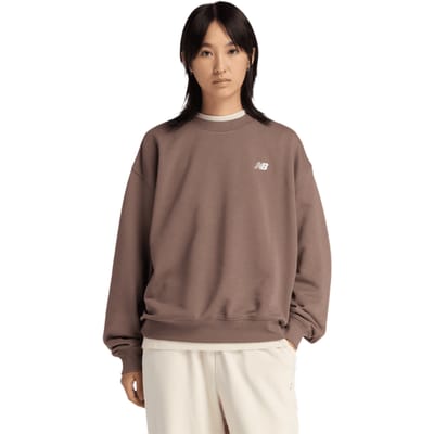 New Balance Terry Sweatshirts Dames - Beige - Maat XL - Katoen Jersey