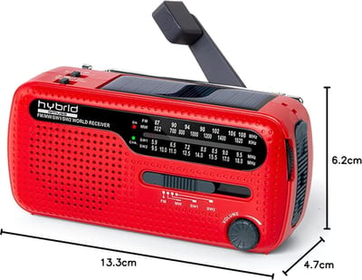 Homesy - Draagbare zonne-radio, zwengelradio met oplaadbare batterij en powerbank-functie, led-zaklamp en leeslamp, voor camping en buiten
