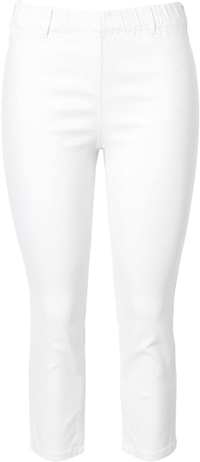 Ulla Popken - Dames - Sienna 7/8-jegging elastische tailleband strakke pijp - Wit denim - Maat 44