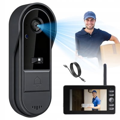 Draadloze Video Deurbel - Deurbellen Met Camera - Slimme Deurbel - 2,4 GHz - 4,3 Inch Display - 170° Groothoek - Tweewegs Intercom - Nachtzicht - IP65 Waterdicht - 50m Bereik - Voor Thuis - Zwart