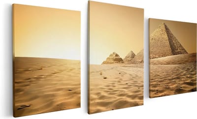 Artaza Canvas Schilderij Drieluik Egyptische Piramides - Egypte - 120x60 - Foto Op Canvas - Canvas Print