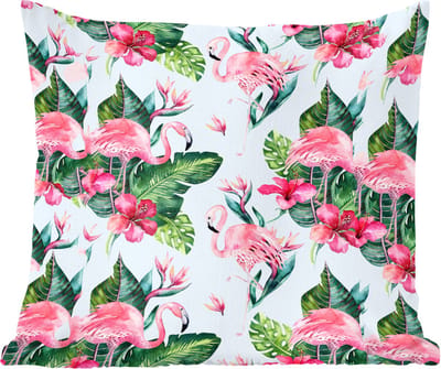 Sierkussens - Kussentjes Woonkamer - 60x60 cm - Flamingo - Bloemen - Bladeren - Patroon