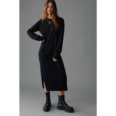 Mikuta The Black Knit Longsleeve Dress Maat: XS | Midi Jurken Outlet | Dames | Zwart