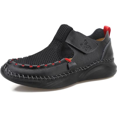 Zomersandalen Mesh Grote Maat Schoenen Heren Casual Leren Schoenen Ademende Mesh Schoenen Heren Instapschoenen Mesh Luie Schoenen 48 black