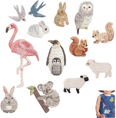 QTTVBTNA - 13 Stuks Dierlijke Strijkpatches – Kleine Schattige Opstrijkbare Applicaties – DIY Set voor Kleding Decoratie & Reparatie – Voor Rugzak, T-Shirt, Hoodie, Jas en Kinderkleding – Duurzaam & Makkelijk Aan te Brengen
