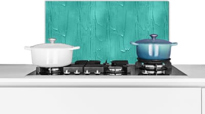 Spatscherm Keuken - Kookplaat Achterwand - Spatwand Fornuis - 60x30 cm - Verf - Patronen - Turquoise - Aluminium - Wanddecoratie - Muurbeschermer - Hittebestendig