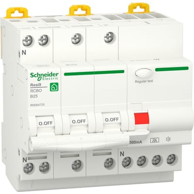 Schneider Resi9 Rcbo 3P+N 25A B-Curve 300mA 6kA - R9D64725