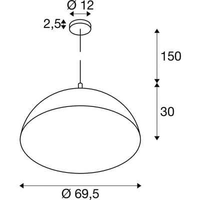 SLV hanglamp Forchini, 70 cm zwart/goudkleurig kunststof