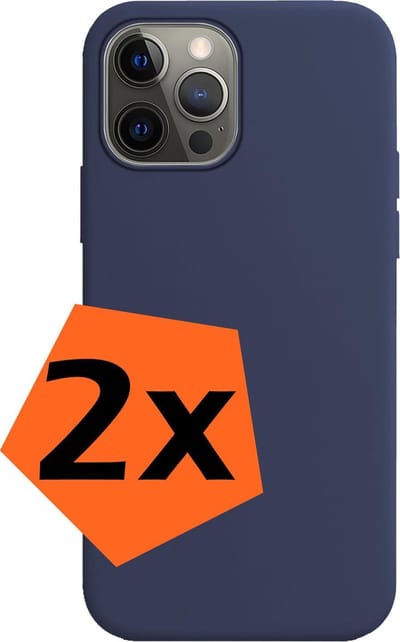 Hoes - 2 Stuks - Geschikt voor Apple iPhone 13 Pro - Sterk & Shockproof - Case Siliconen - Back Cover - Telefoon Hoes - Donkerblauw