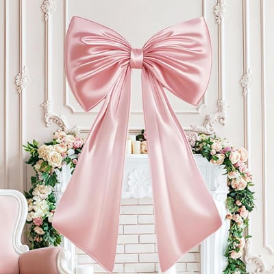 Grote Satijnen Strik - Reuzen Boog - Feestelijke Decoratie - Gladde Afwerking - 61 x 101 cm - Roze