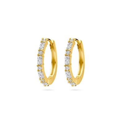 Zilver Verguld (Geel) Klapoorringen Zirkonia 1 Micron 2103547