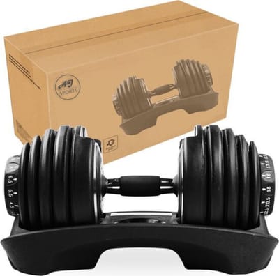 AJ-Sports Verstelbare Dumbell Zwart 24 KG - 2kg t/m 24kg - Gewichten - Dumbells set - Gewichten set - Halterset - Fitness gewichten - Krachttraining - Gym - Fitness - Sport - 15 Dumbells in één! - Let op PER STUK = 1 Dumbbell!