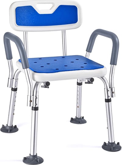 Douchestoel met Armleuning - Douchekruk - Extra Stevig - Blauw