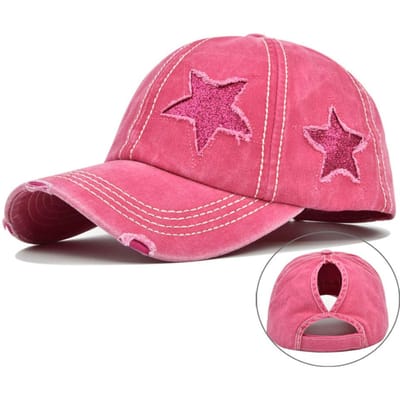 Cntang Zomer Baseballpet Ster Vrouwen Paardenstaart Mode Katoenen Pet Snapback Casual Vizier Getailleerde Petten Voor Vrouwen Verstelbaar One Size pink