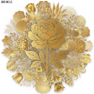 50 STUKS Cartoon Vintage Gouden Plant Bloemen Stickers Prachtig Creatief Ontwerp Transparante PET Stickers voor DIY Decoratie brown