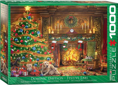 Eurographics - Feestelijke Labradors [Festive Labs] - Dominic Davison - 1000 stukjes 68×48cm (b×h) - Legpuzzel