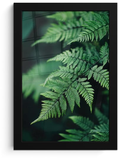 Poster in lijst - Fotolijst 20x30 cm - Posters - Varenblad - Groen - Structuur - Wazig - Posterlijst zwart - Decoratie - Wanddecoratie woonkamer - Muurdecoratie slaapkamer