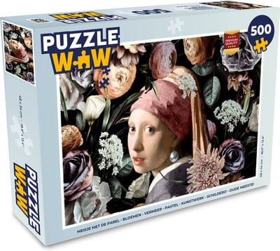 Puzzel Meisje met de parel - Bloemen - Vermeer - Pastel - Kunstwerk - Schilderij - Oude meesters - Legpuzzel - Puzzel 500 stukjes