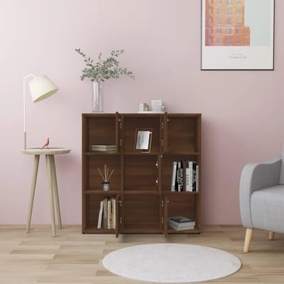 vidaXL - Boekenkast - 90x30x90 - cm - bewerkt - hout - bruin - eikenkleur