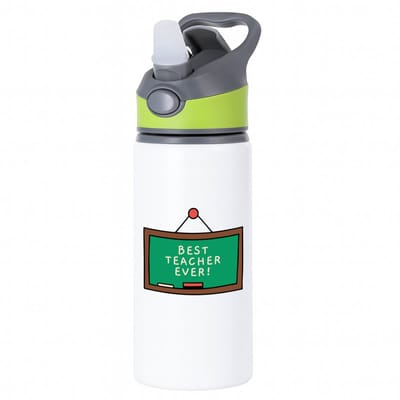Hacebo® - best teacher ever waterfles met rietje groen - Docent - meesters of juffen - leraren - verjaardag - afscheidscadeau - geschenk - kado - water fles - 650ML