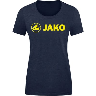 Jako Promo T-Shirt Dames - Marine Gemeleerd / Fluogeel | Maat: 34