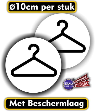 Jerma - Garderobe - Sticker - Zwart-Wit - set 2 st. - Ø 10 cm - Zelfklevend - Krasbestendig - Vinyl