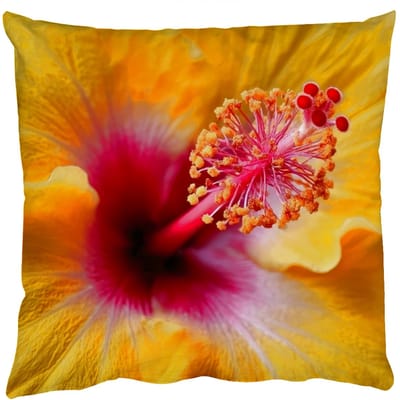 Sierkussens - Kussentjes Woonkamer - 50x50 cm - Geel - Hibiscus - Tropisch
