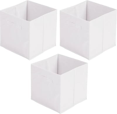 Urban Living Opbergmand Square Box - 3x - karton/kunststof - 29 liter - wit - 31 x 31 cm - Vakkenkast