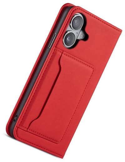 Fashion Wallet Case Hoesje geschikt voor iPhone 16 - rood- Magnetische sluiting - Pasjeshouder - Contant geld - Duurzaam - Stijlvol - Mode - Dagelijks gebruik
